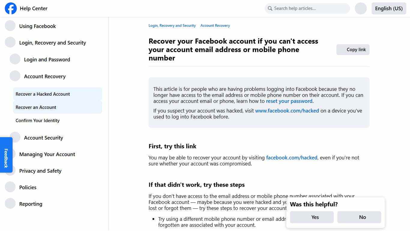 Recover your Facebook account if you can't access your account email address or mobile phone number Facebook Help Center